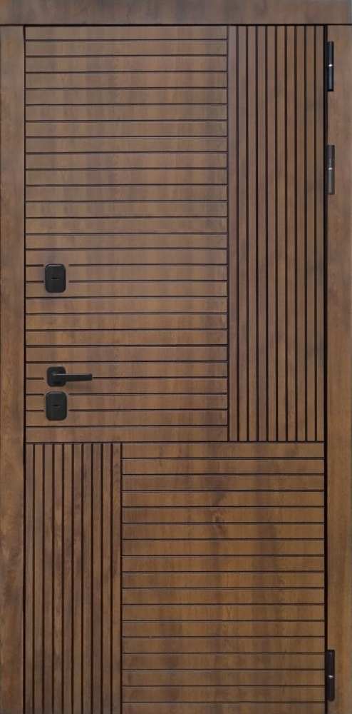 Фото Дверь ДвериПРО Авеста Д-19 (16мм, Грецкий орех + черная патина винорит) DPRO195598